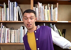 MILF Librarian is Secretly Addicted to Eating Cum: Sneaky threesome with Johnny Love and Blondes Blake Blossom, Jenna Starr