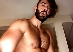 Hairy handjob cumshot, male cumshot solo, hairy solo