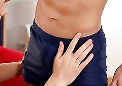 Two sporty dudes mess around and fuck hard afterwards