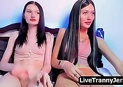 two sexy sissy traps grinding their tiny shafts side by side