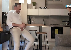Alluring coworker shares passionate moments after her dinner date