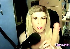 Fucking myself, shemale dildo