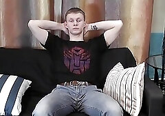 Straight blond muscle stud caressed and more