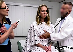 Testing surrogacy on doctors knob while nurse watches