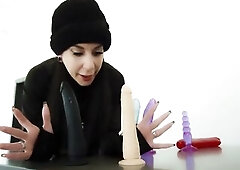 Banging my booty and cunt with the neighbour's dildos until I squirt - Joanna Gal