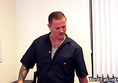 SADISM & MASOCHISM hairy man smacks and whips slave in his office