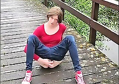 Annemieke Pissing on Guy in Public