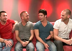 Men: Inked Hunk's Gangbang Delight with Twinks