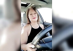 Curly twat pissing pee in a public parking lot! Aged Latin Babe granny