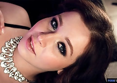 Busty slut in a black dress Anna Blaze likes hardcore oral sex