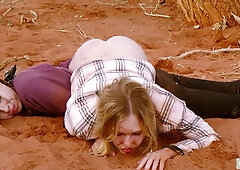 DOMTHENATION - COUGAR gets sloppy assfuck in the muddy while cuck woman assists