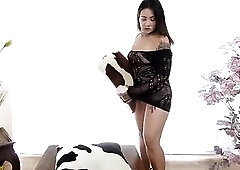 my nymphomaniac neighbour gets oiled up and gets all her taut holes bizarre destroyed by 2 giant dildos