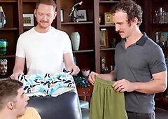 Boys Spread Wide Open for Dads