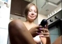Fiery mature amateur busty blonde solo pussy toying