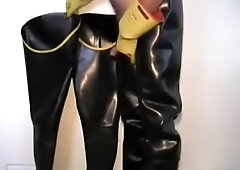 Waders and rubber gloves jerk off