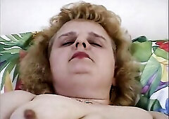 Obese mother i'd like to fuck groans as that babe thrusts her hairless pussy with a giant sex-toy