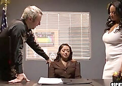 Excited hottie and large weenie man enjoyed coarse trio sex