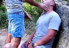 Bareback anal, cruising in the woods, huge dick gay