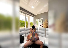 My girlfriend's parents were in the next room, but this babe wanted me to fuck her cum in the booty.