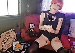 Witch Tgirl Masturbates In A Tree House