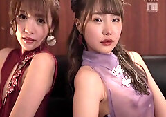 Two Ravishing Oriental Teens 18+ In Lingerie Share A Hard Cock