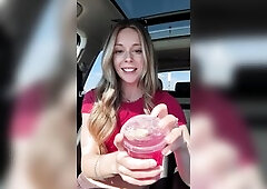 Taking my recent peach toy throughout the drive thru!! Let's watch if I can order out of cumming 1st!
