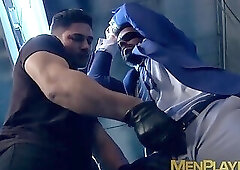 Anal fucking with a boss who is tied up and blindfolded too