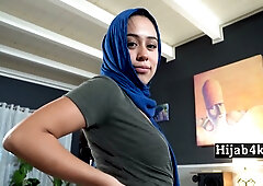Young woman in hijab gives intimate POV encounter at home