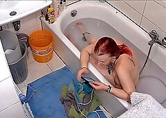 Spying on busty babes showering with their big and natural titties