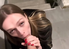 Bred A Girl For A Blowjob In The Entrance - Arisha Mills