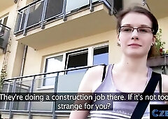 CZECH XXX - Geeky Student Drilled Hard in Washroom for Money