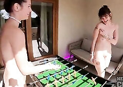 Sofie and Josie Play Bare Foosball and Turn Candy Jewelry Into a Nasty Treat
