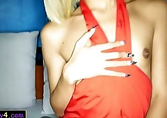 Tiny Asian ladyboy teen blonde amazing sex massage for customer