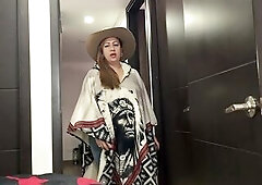 Sexually excited Cheating Hawt Wife Golden-haired Curvy Cowgirl Outfit Large Boobs Large Butt, Cum on Butt Disclose Doggy position Ride POV