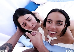 Violeta and Chloe, Colombian and Mexican lovers, share a steamy threesome