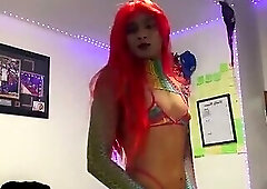 INDIAN FEM BOY COWGIRL CROSSDRESSER RED HAIR SLUT SISSY WHORE