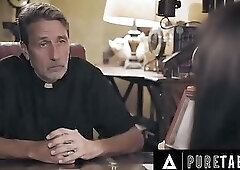 PURE TABOO Creepy Priest Convinces Sinful Bride-To-Be Gia Paige To Submit In Exchange For Absolution