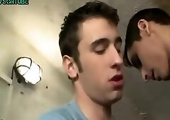 The boys at work in the warehouse fuck bareback on the table