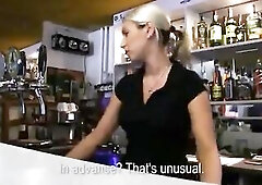 Pretty bubble booty amateur barmaid Lenka take cash and banged