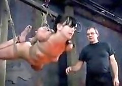 Bound slut Elise Graves gets roasted by master BDSM porn