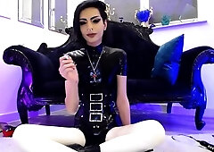 Shemale tranny enjoying solo masturbation