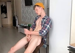 18yo twink gives a steamy hand job to a hung euro hunk