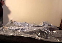 Apr 18 2023 - An Extremely Exciting Vacbag Session In Slvrbrboys Blue Pvc Coveralls
