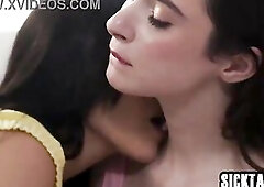 2 sexy women drilled by sexually excited large boobs lesbos after giving a kiss and face sitting