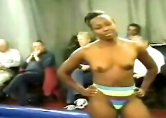It's time for some real wrestling with this hawt interracial match. This gorgeous blonde and hawt Black wrestlers get on the mat topless and put 