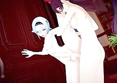 Futanari fuckfest Eula, Amber, Mona and Venti Genshin Impact