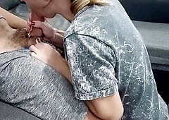 Soft fellatio with lots of cum in her throat