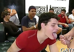 Boy sucking stripper at party