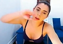 Big cock TS busts a huge load all over her face and gla