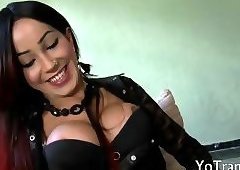 Huge boobs shemale gets her ass wrecked